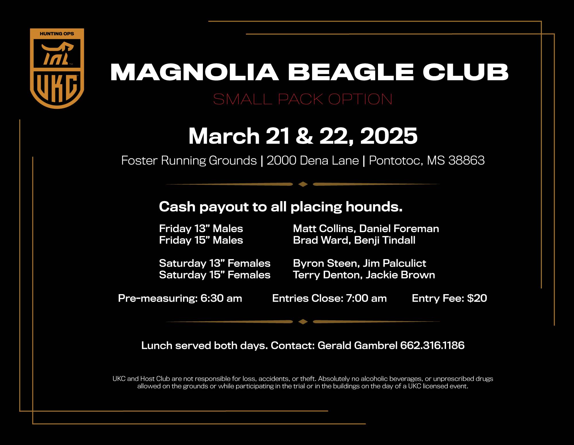 Magnolia Beagle Club - March 21-22, 2025